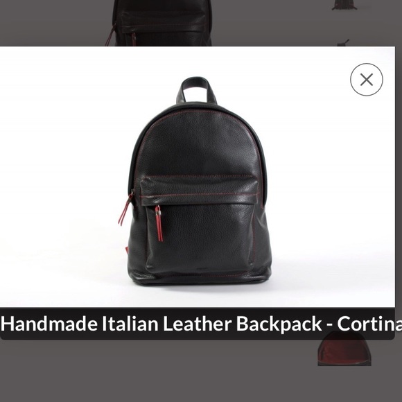 NWOT Borlino black Italian leather backpack - Picture 1 of 7